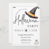 Small Business Minimalist Halloween Office Party 招待状 (正面/裏面)