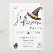Small Business Minimalist Halloween Office Party 招待状 (正面/裏面)