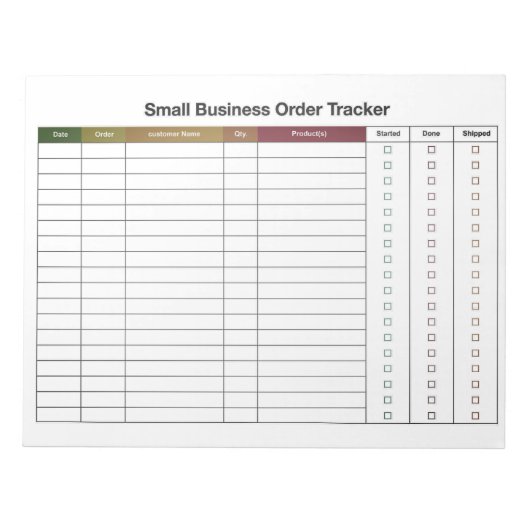 Small Business Order Tracking  ノートパッド (正面)