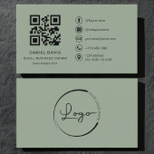 Small Business Owner Sage Green Logo QR Code  名刺