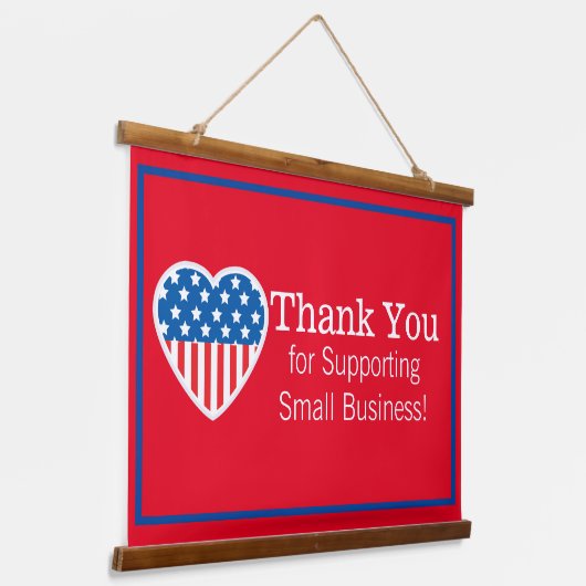 Small Business Patrioticをサポートしていただき、ありがとうございます 吊り下げ型タペストリー (傾斜あり)