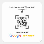 Small Business Promotional Google Review QR Code スクエアシール (正面)