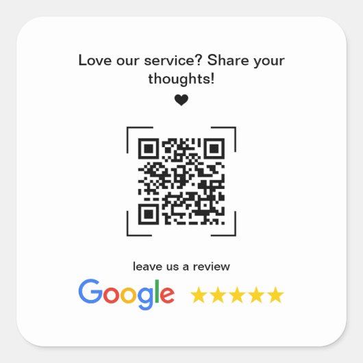 Small Business Promotional Google Review QR Code スクエアシール (正面)