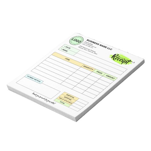Small Business Receipts with Logo | Order Invoice ノートパッド (回転)