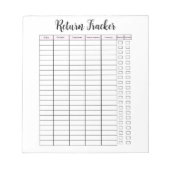Small Business Return Trackerメモ帳 ノートパッド (正面)