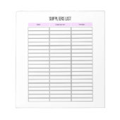 Small Business Suppliersリストプランナーメモ帳 ノートパッド (正面)