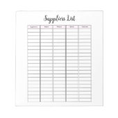 Small Business Suppliersリストメモ帳 ノートパッド (正面)