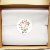 Small Business Thank Youロゴ赤面ピンクフローラ ラウンドシール