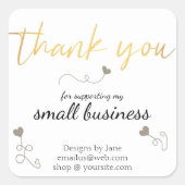 Small Business Thank You金ゴールドステッカスタマイズク スクエアシール (正面)
