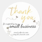 Small Business Thank You金ゴールドステッカスタマイズク ラウンドシール (正面)