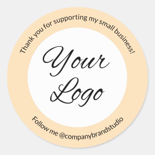 Small Business Thank You Add Logo Beige ラウンドシール (正面)