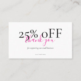 Small Business Thank You Discount Card Blush 名刺