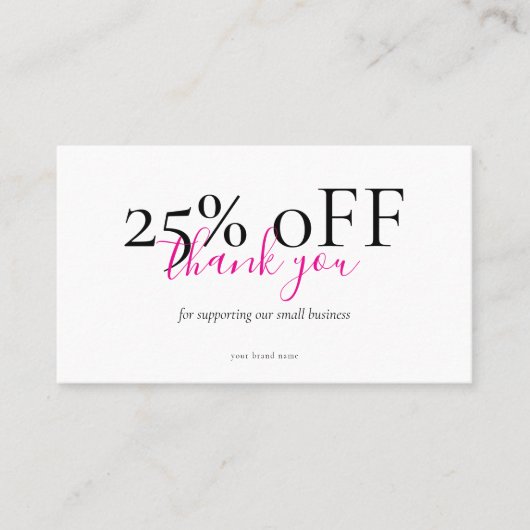 Small Business Thank You Discount Card Blush 名刺 (正面)