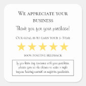 Small Business Thank You Feedback Orderラベル スクエアシール (正面)
