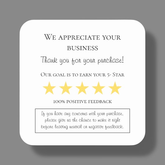 Small Business Thank You Feedback Orderラベル スクエアシール