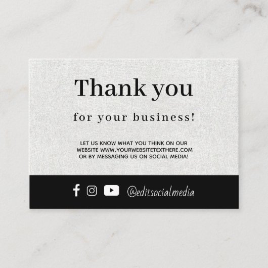 Small Business Thank You Forショッピング・カード エンクロージャーカード (正面)