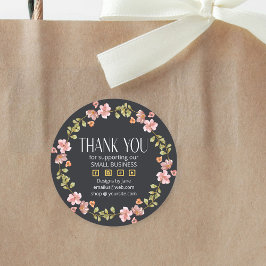 Small Business Thank You Logo Dusty Pinkフローラ ラウンドシール