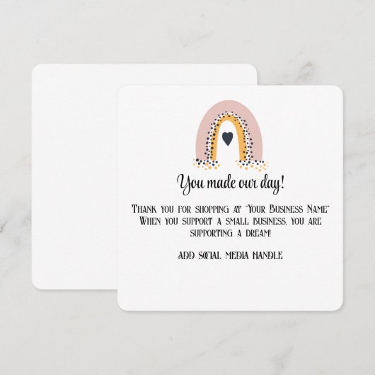 Small Business Thank You Noteカード 招待状 (正面/裏面)