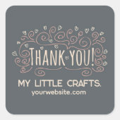 Small business thank you script typography スクエアシール (正面)