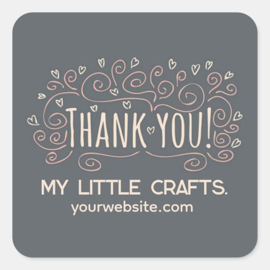Small business thank you script typography スクエアシール (正面)