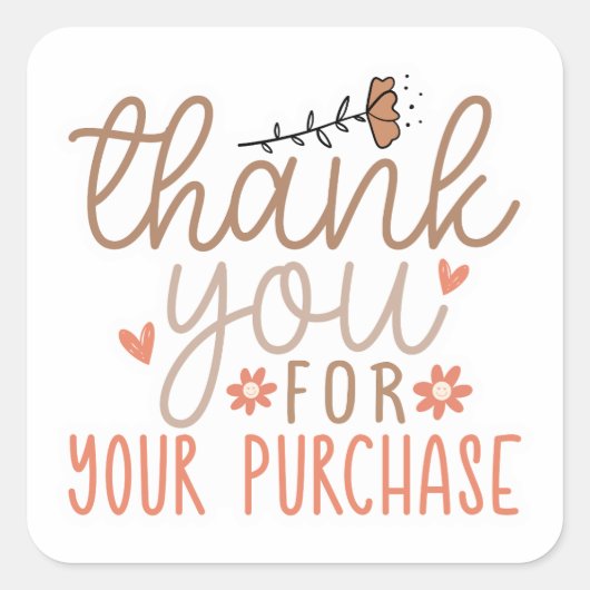 Small Business Thank You Stickers スクエアシール (正面)