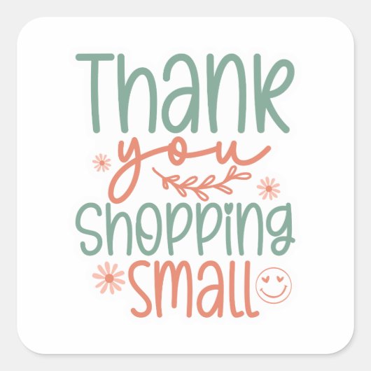 Small Business Thank You Stickers スクエアシール (正面)