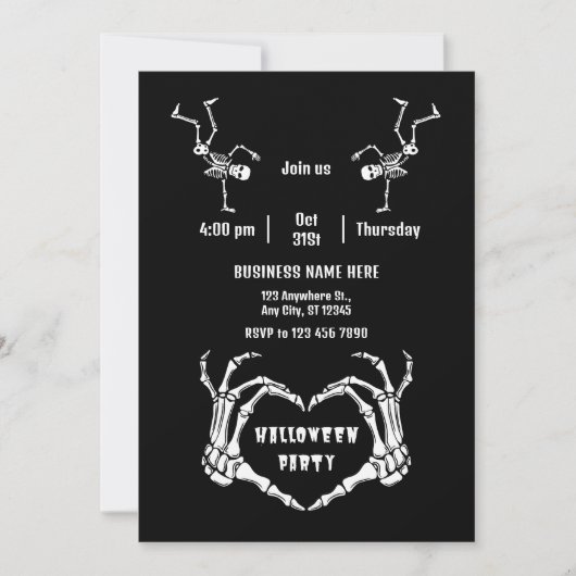 Small Business The Skeleton Love Custom Halloween 招待状 (正面)