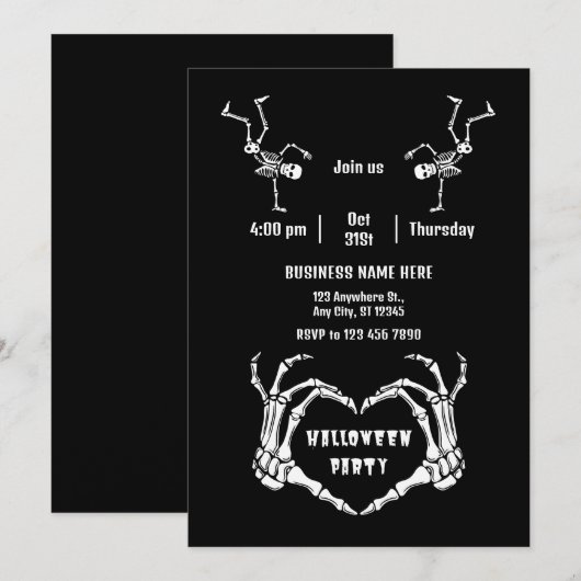 Small Business The Skeleton Love Custom Halloween 招待状 (正面/裏面)