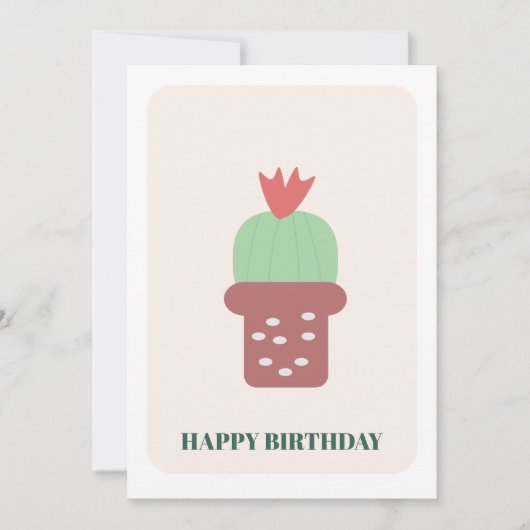 Small Cactus Plant  Birthday Card カード (正面)