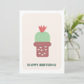 Small Cactus Plant  Birthday Card カード (スタンド正面)