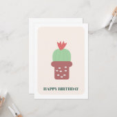 Small Cactus Plant  Birthday Card カード (正面/裏面インサイチュ)