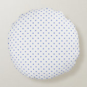 Small Cobalt Blue Polkadots on White Round Pillow ラウンドクッション (裏面)