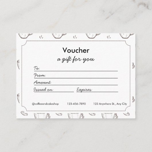 Small Coffee Shop Voucher and Gift Certificates エンクロージャーカード (裏面)