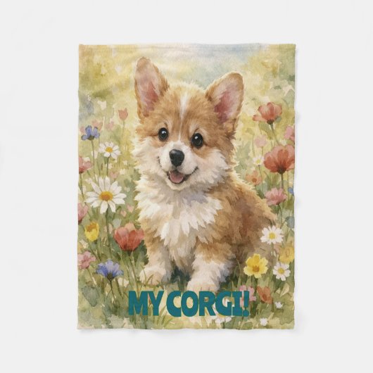 Small Corgi Customized Blanket フリースブランケット (正面)
