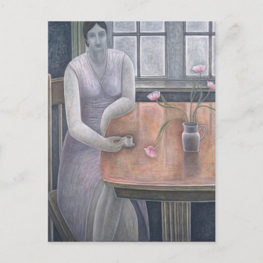 Small Cup 2007を持つ女性 ポストカード (正面)