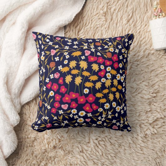 Small daisies floral print, daisy flower tiny  art クッション (ブランケット)