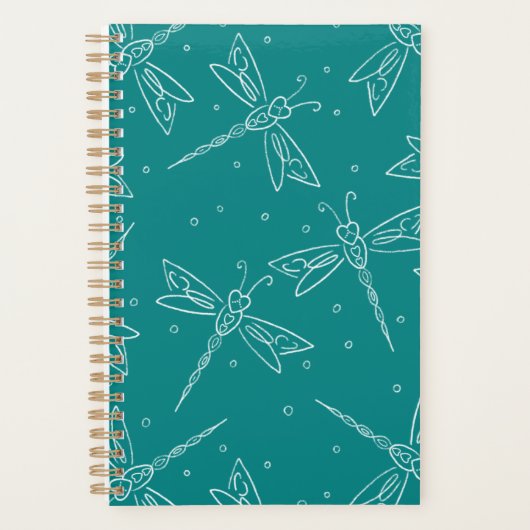Small dragonfly themed planner - teal プランナー手帳 (正面)