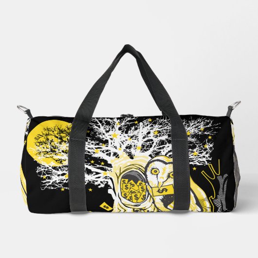 Small Duffel Bag – Owl Wisdom Night Sky Design ダッフルバッグ (正面)