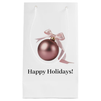 SMALL DUSTY ROSE HOLIDAY ORNAMENT GIFT BAG スモールペーパーバッグ