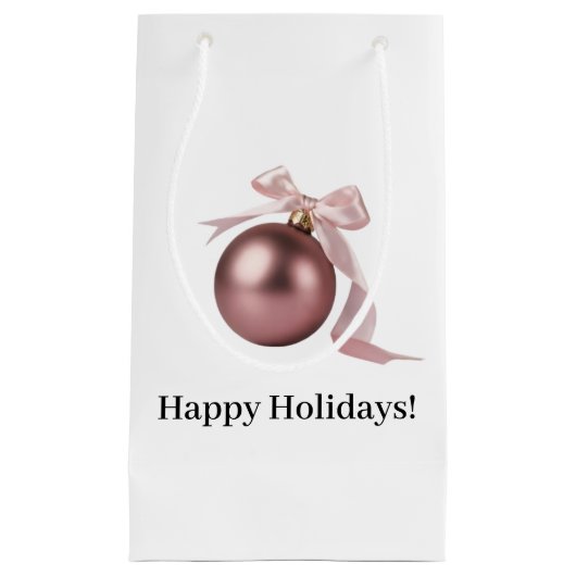 SMALL DUSTY ROSE HOLIDAY ORNAMENT GIFT BAG スモールペーパーバッグ (正面)