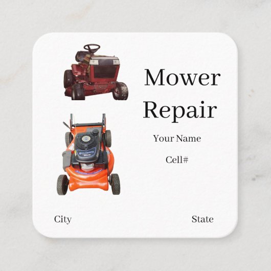 Small Engine Riding Mower Business Card スクエア名刺 (正面)