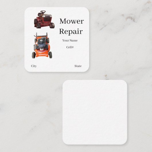 Small Engine Riding Mower Business Card スクエア名刺 (正面/裏面)