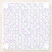 Small Floral Pattern Mint and Purple ガラスコースター (裏面)