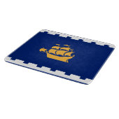 Small glass cutting board with flag of Quebec City カッティングボード (角)