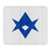 Small glass cutting board with flag of Toyota City カッティングボード (正面)