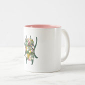 Small Green to Teal Gradient Scarab Beetle ツートーンマグカップ (正面右)