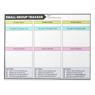 Small Group Data Trackerの受講者観察 ノートパッド