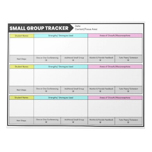 Small Group Trackerの受講者観察先生 ノートパッド (正面)