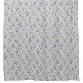 Small Light Blue Floral Wildflower シャワーカーテン (正面)