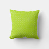 Small Lime Green and White Polka Dots Throw Pillow クッション (正面)